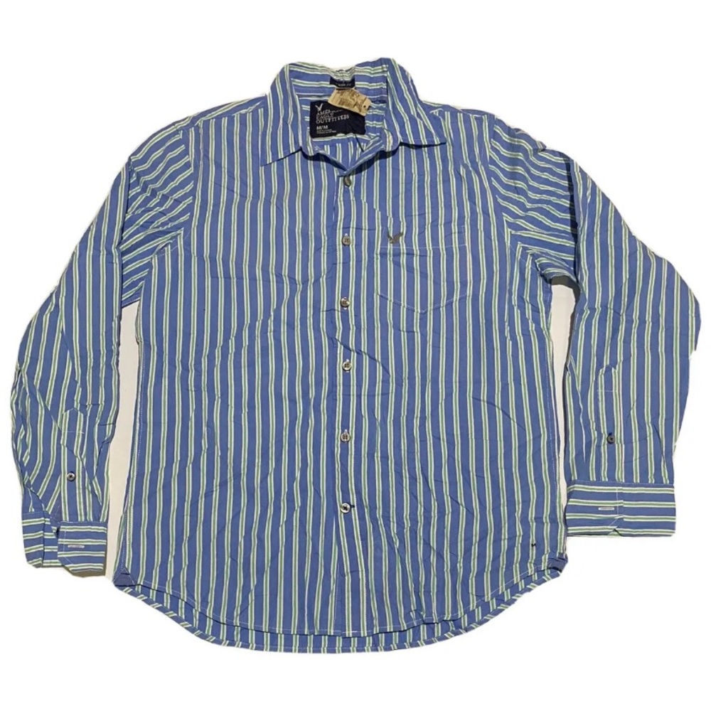 New Mens Shirt Size M American eagle cotton button down long sleeves blue casual